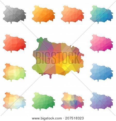 Ischia Geometric Polygonal, Mosaic Style Island Maps Collection. Bright Abstract Tessellation, Low P
