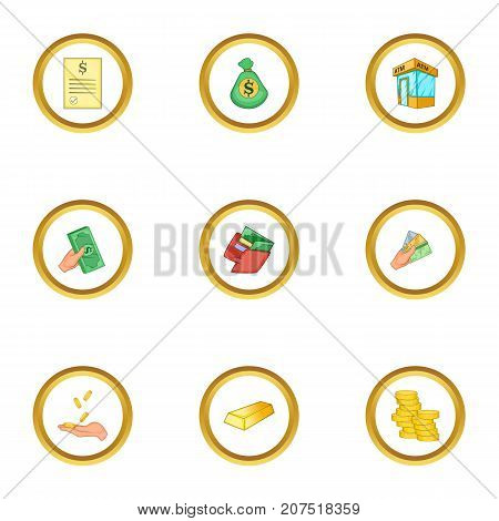 Bank icons set. Cartoon style set of 9 bank vector icons for web design