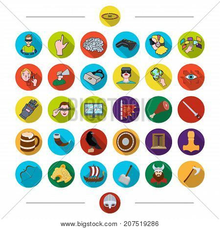 Progress, science, history and other  icon in cartoon style. Hammer, Viking, mask, icons in set collection