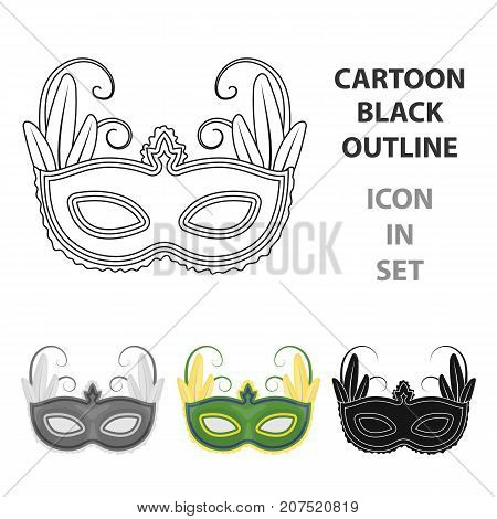Brazilian carnival mask icon in cartoon design isolated on white background. Brazil country symbol stock vector illustration.
