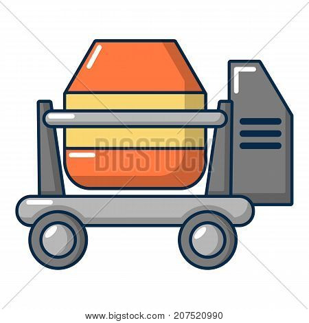 Concrete mixer icon. Cartoon illustration of concrete mixer vector icon for web