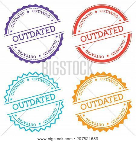 Outdated Badge Isolated On White Background. Flat Style Round Label With Text. Circular Emblem Vecto