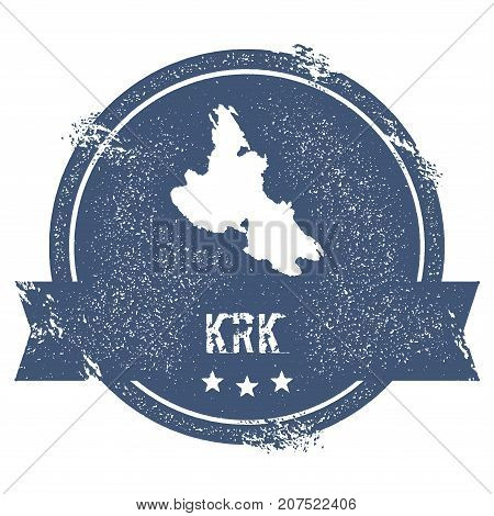 Krk Logo Sign. Travel Rubber Stamp With The Name And Map Of Island, Vector Illustration. Can Be Used