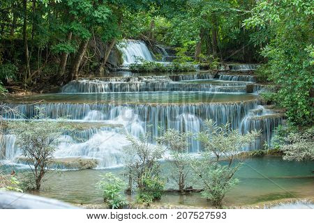 Huai Mae Khamin Waterfall In Kanchanaburi, Thailand
