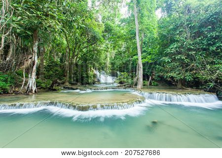 Huai Mae Khamin Waterfall In Kanchanaburi, Thailand