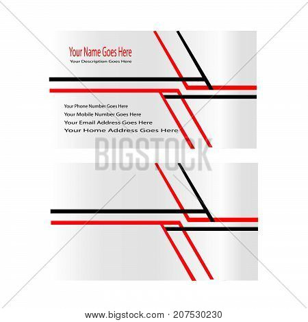 Business card black and red line vector