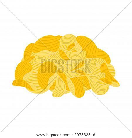 pile potato chips isolated. Fast food. fried potatoes vector illustration