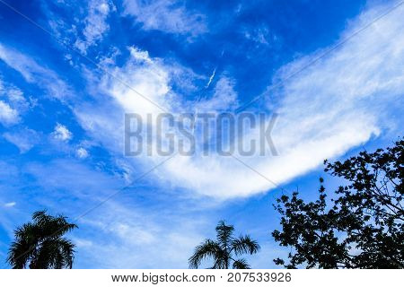 White clouds in the blue sky