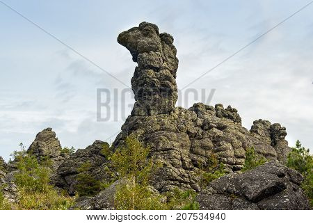 Rock Camel On Mountain Kachkanar. The Urals. Russia