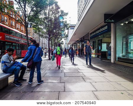 People In Oxford Street In London, Hdr