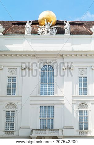 Vienna Austria - August 6 2016: Hofburg Imperial Palacea facade in the Josefsplatz internal square