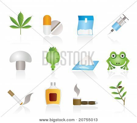 Diversi tipi di icone di droga