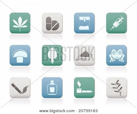 Diversi tipi di icone di droga