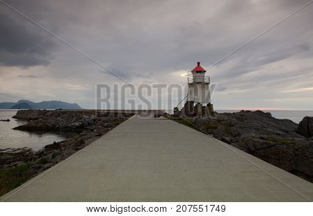 On The Pier In Laukvik At Sunset Lofoten Islands Nordland Norway