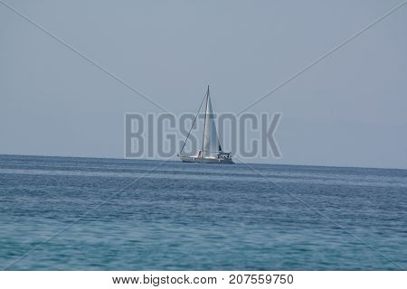 sailing ship in the sea on the island of Thassos