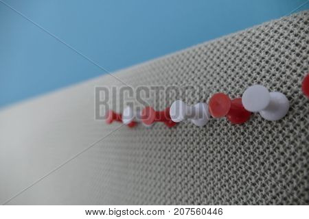 Colored Pin In An Office Pinboard