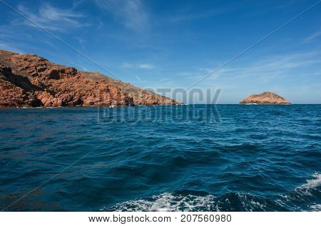 View of Berlenga island from the sea, Portugal