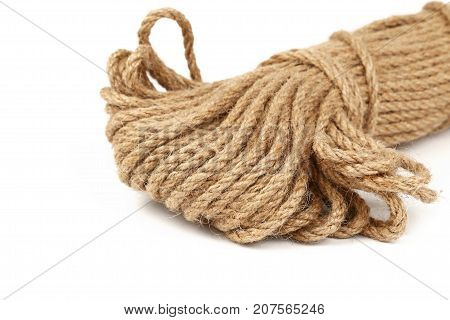 Burlap Jute Twine Coil Skein Isolated On White