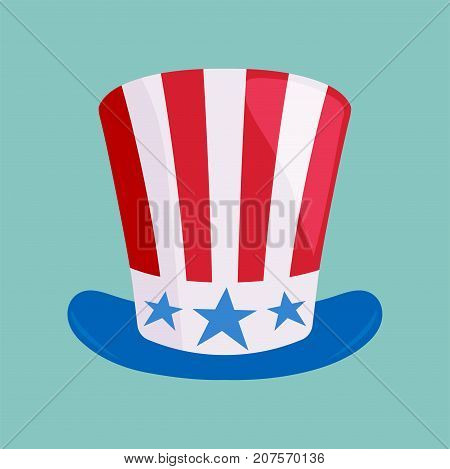 Vector illustration of hat in american flag color usa nation country patriotic cap independence government patriotism. History traditional fashion sign.