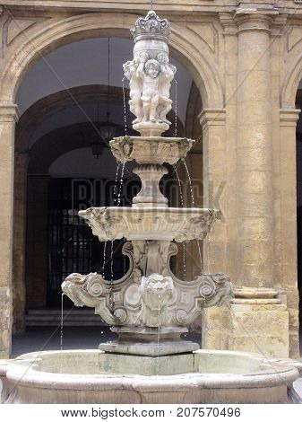 a magnificent foutain of the city of seville ( spains )