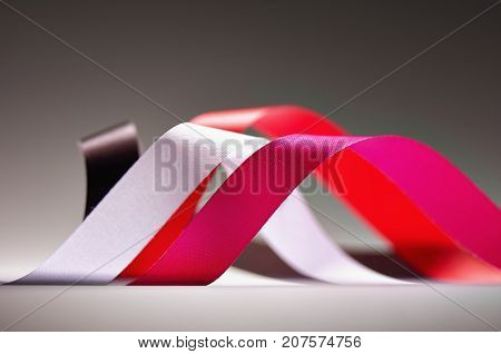 Ribbons In Pink, Red, Brown And White Color