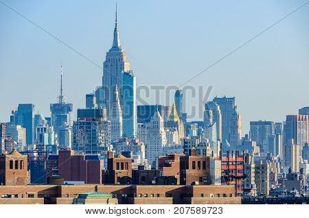 View Of Nyc Midtown From Brooklyn Bridge, New York, Usa