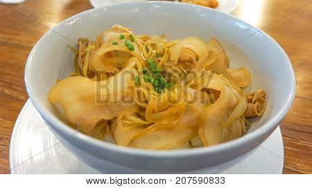 stir fried pork with rice or butadon Japanese food