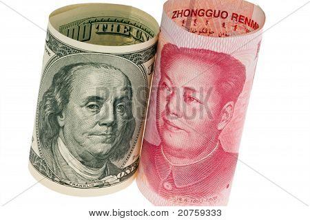 ธุรกิจจีนหยวนและดอลลาร์