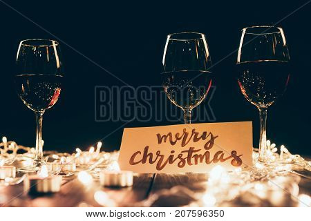 Red Wine And Merry Christmas Card