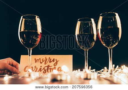 Wineglasses And Christmas Decorations
