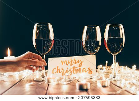 Red Wine And Merry Christmas Card