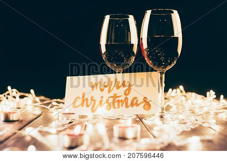 Wine And Merry Christmas Card