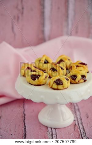 Mini Strawberry Pie Lace Cookies As Dessert