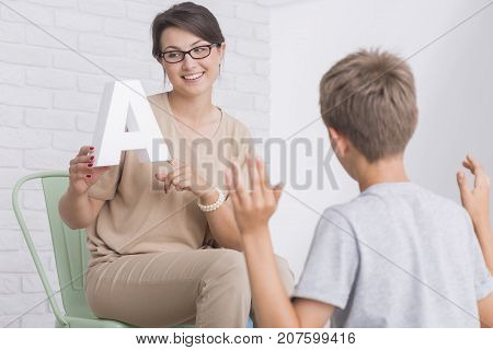 Nice Speech Therapist Helps Boy