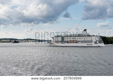 STOCKHOLM, SWEDEN - SEPTEMBER 10: Birka Line ship MS Birka on September 10, 2017 in Stockholm, Sweden. The ship was built in 2004.