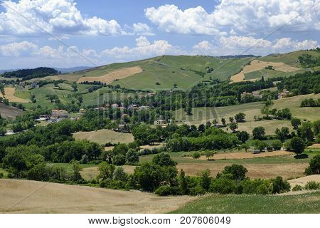 Summer landscape at Montecopiolo (Montefeltro Pesaro Urbino Marches Italy)