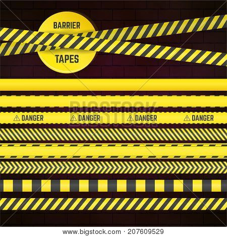 Seamless yellow limitation tapes. Collection of bounds