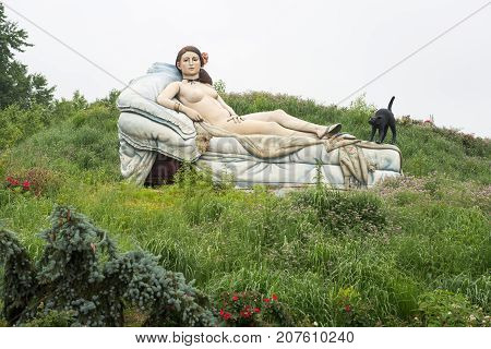 TRENTON, NJ - JUNE 17, 2017: Founded in 1992 by American artist Seward Johnson the Grounds for Sculpture is an outdoor sculpture park