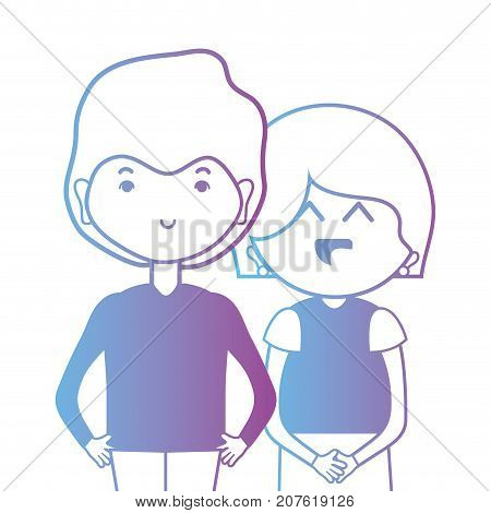 line couple togeter with hairstyle design vector illustration