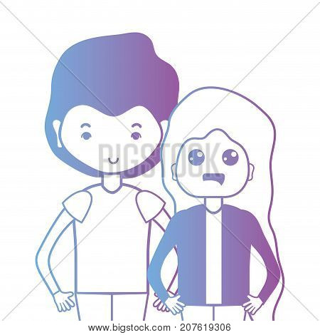 line couple togeter with hairstyle design vector illustration