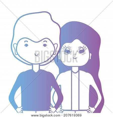 line couple togeter with hairstyle design vector illustration