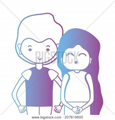 line couple togeter with hairstyle design vector illustration