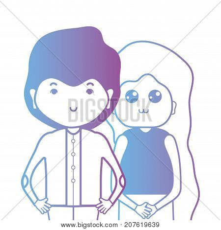 line couple togeter with hairstyle design vector illustration