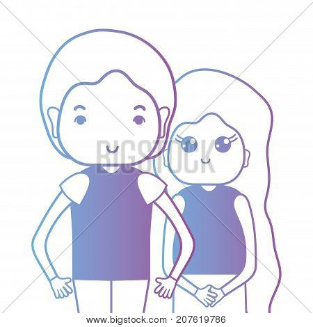 line couple togeter with hairstyle design vector illustration