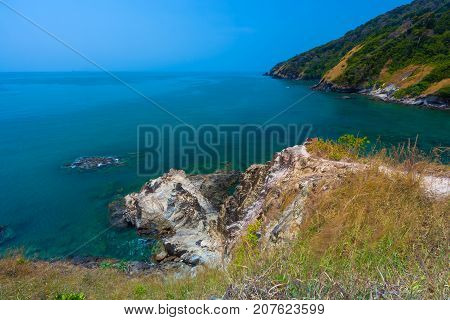 The southern side of the Koh Lanta consists of rocks. Lanta National Park. Krabi, Thailand.
