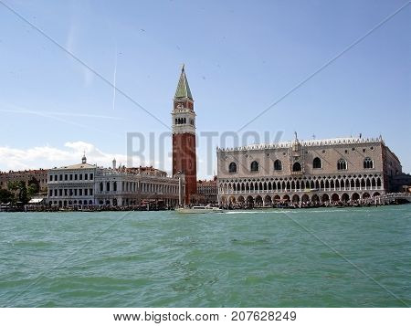 Italy Venice the Grand canal view of the palaces and temples