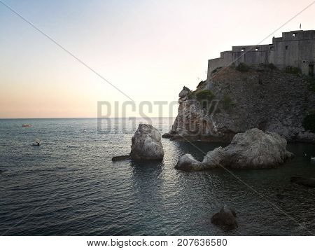 Sunset in Croatia Dubrovnik on the rocks