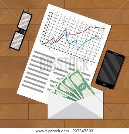 Analysis of payroll salary. Payroll salary accounting bookkeeping money vector illustration