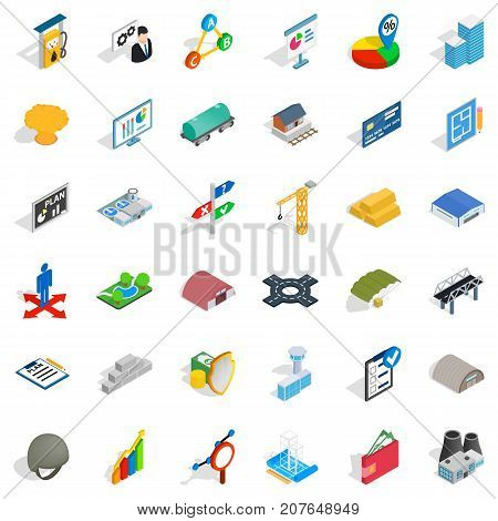 Bridge icons set. Isometric style of 36 bridge vector icons for web isolated on white background