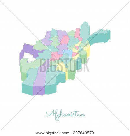 Afghanistan Region Map: Colorful Isometric Top View. Detailed Map Of Afghanistan Regions. Vector Ill